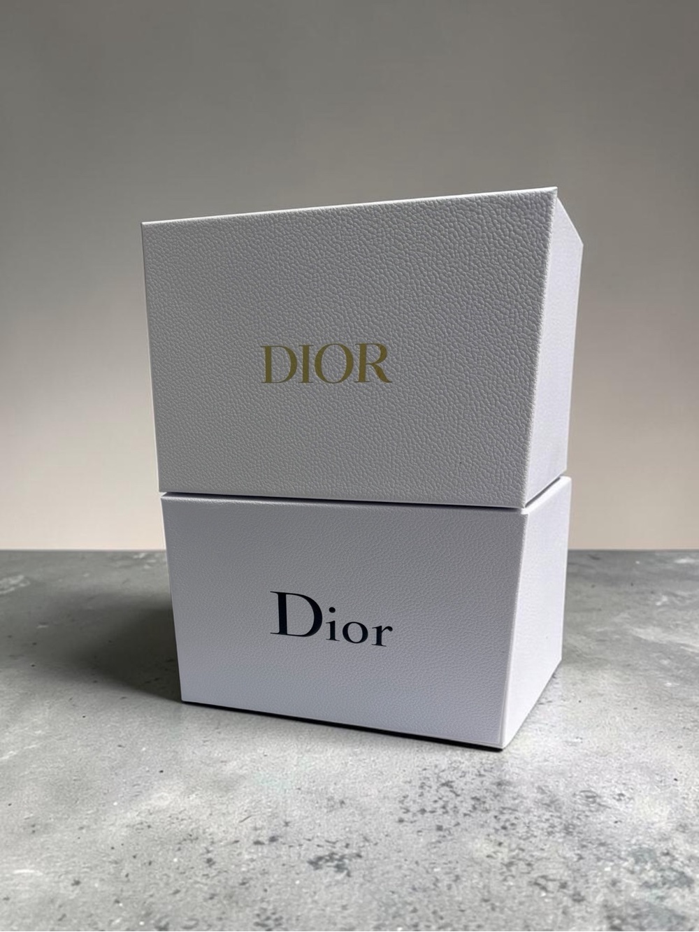 Dior- Set of Two - White Gift Boxes with Gold  Logos